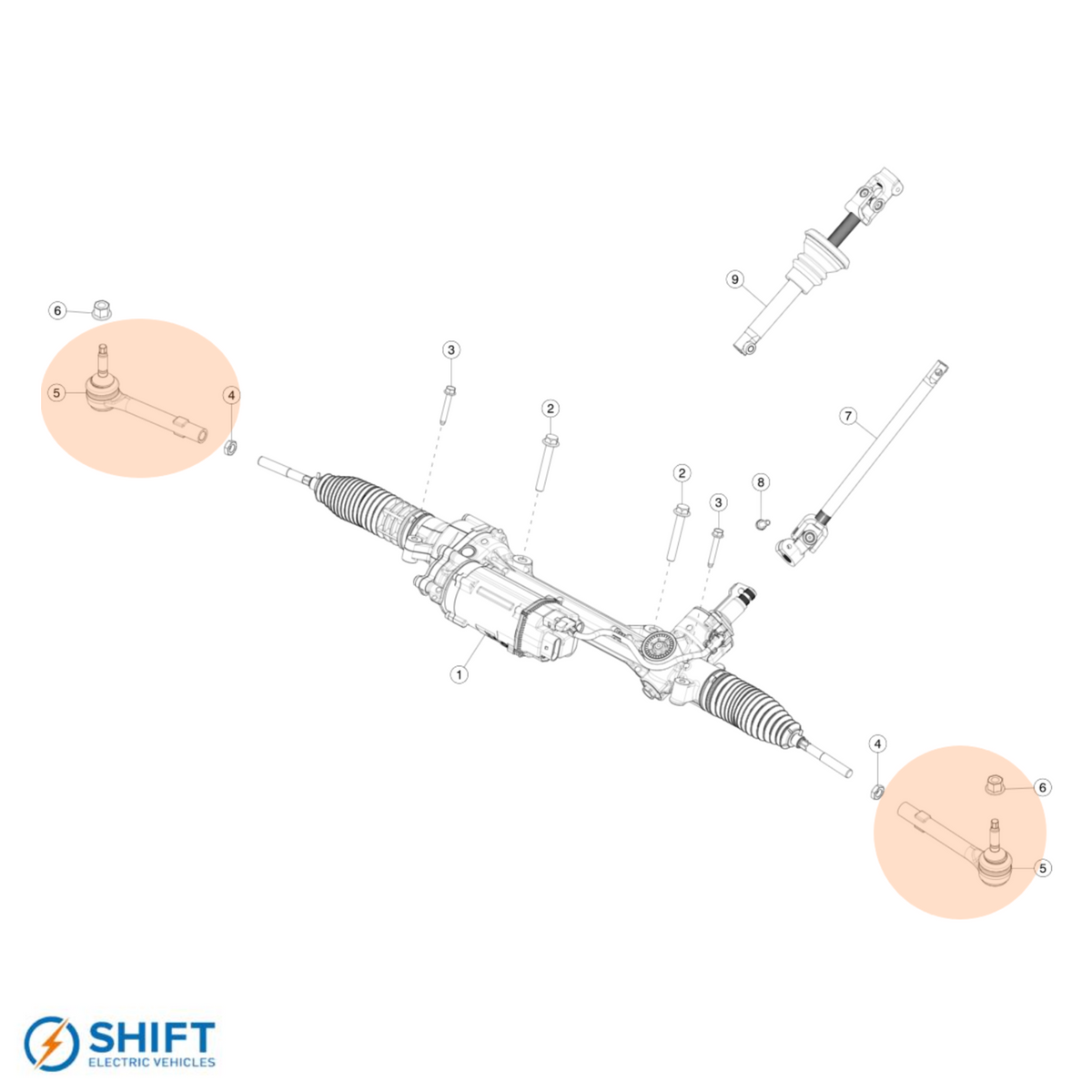 Tesla Model S/X 2016-2021 Outer Tie Rod End - Part 1027841-00-B, durable and reliable steering component by SHIFT Electric Vehicles