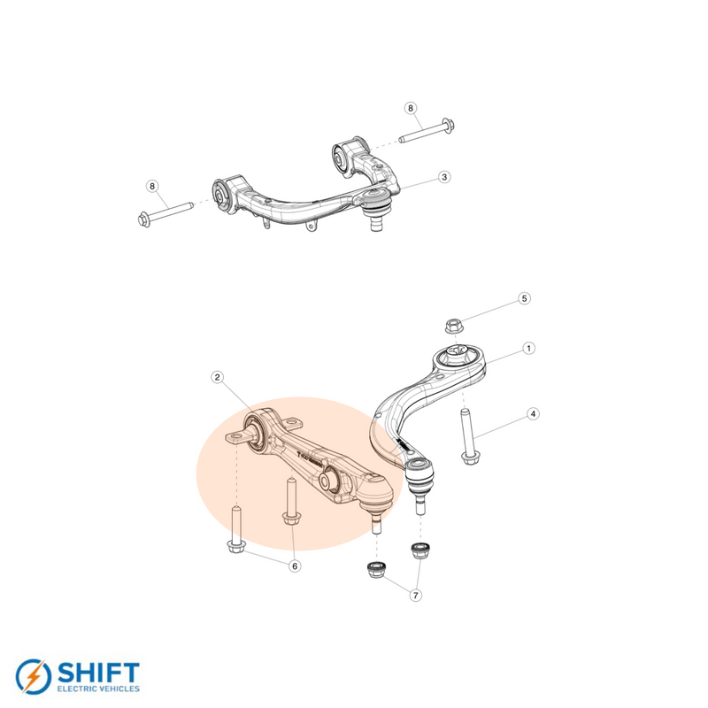 Tesla Model 3 Front Lower Lateral Control Arm - Part 1044341-00-D, premium quality suspension component by SHIFT Electric Vehicles