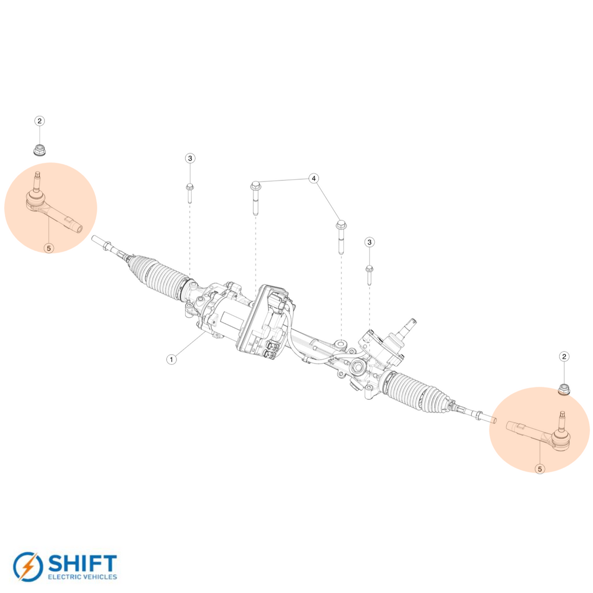 Tesla Model 3/Y Outer Tie Rod End - Part 1044841-00-E, durable and reliable steering component by SHIFT Electric Vehicles