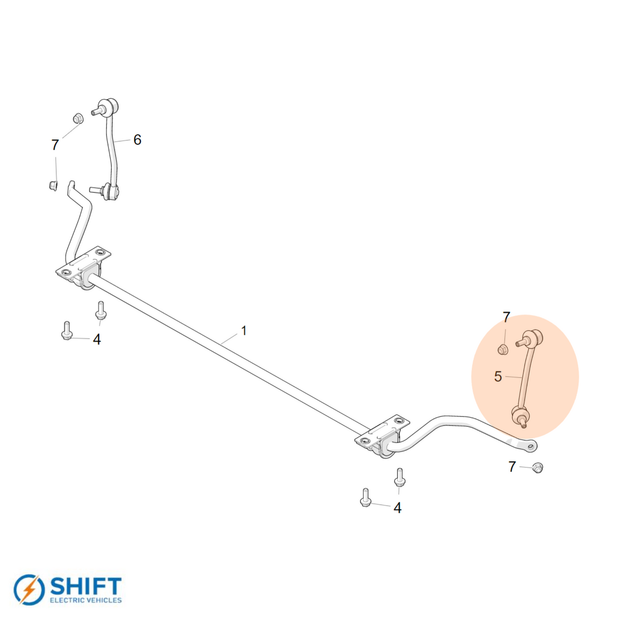 Tesla Model S RWD Front Sway Bar End Link Left Hand - Part 6007098-00-A, high-quality suspension component by SHIFT Electric Vehicles
