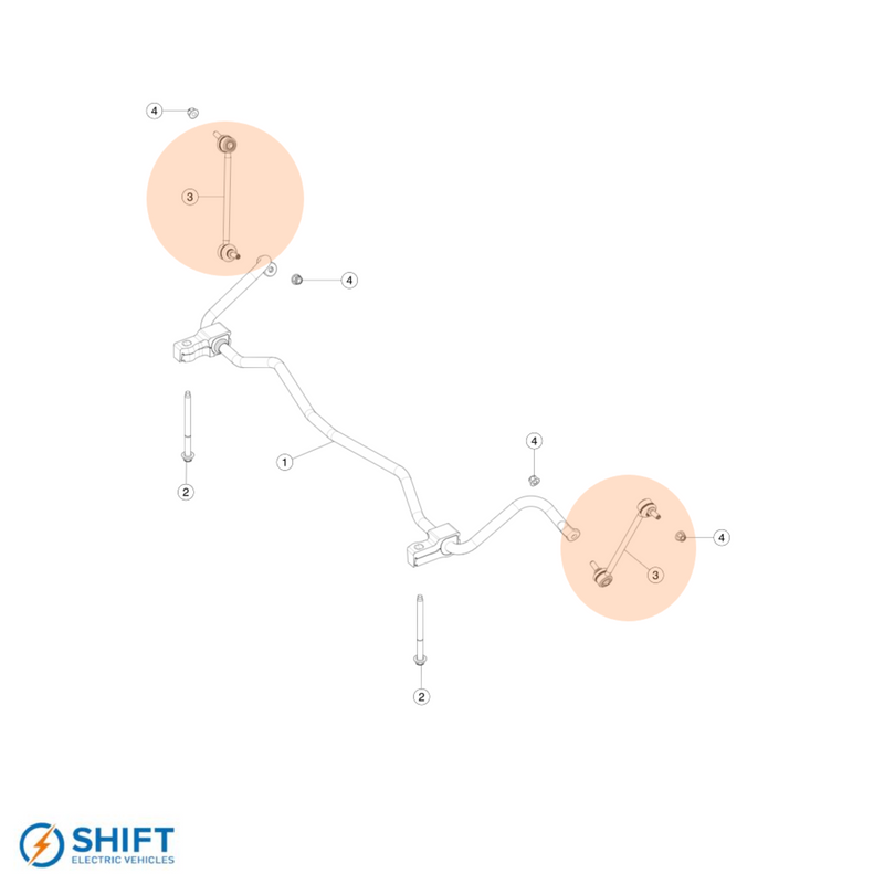 Tesla Model S Dual Motor Front Sway Bar End Link - Part 1030603-00-B, high-performance suspension component by SHIFT Electric Vehicles